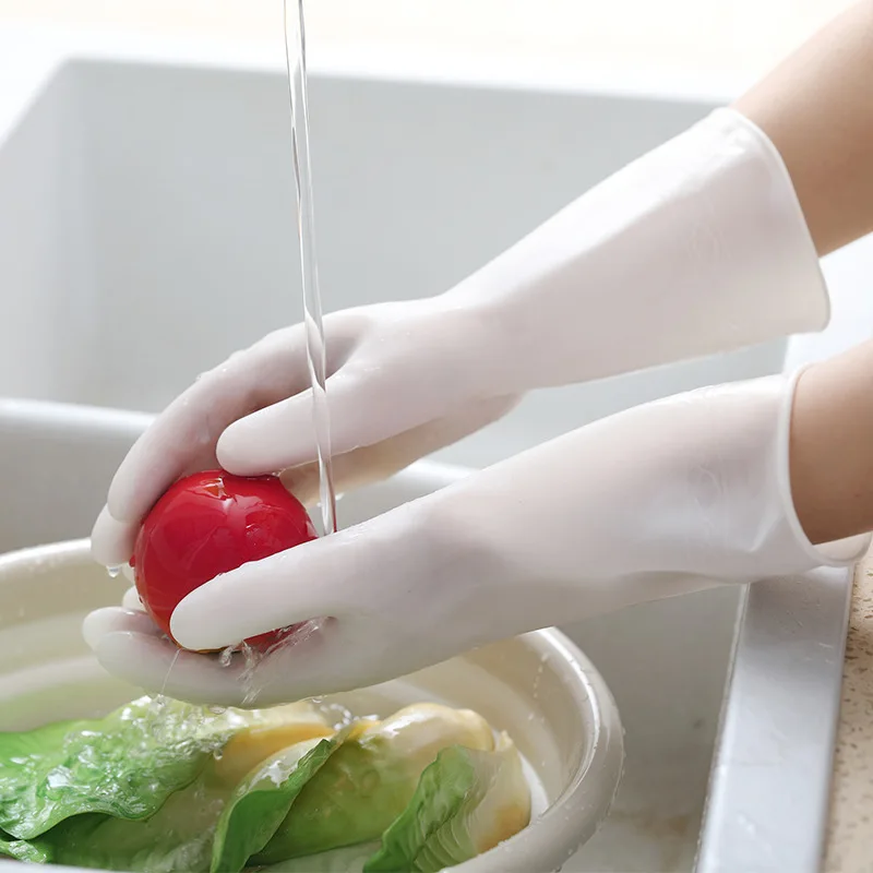 4 Pairs of Dress Wash Dishes Gloves Women's Laundry Latex Kitchen Cleaning Durable PVC Household Waterproof Thin Rubber Gloves