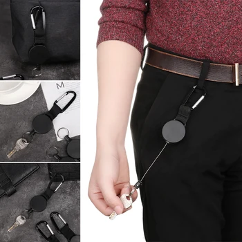 

1PC Retractable Pull Keychain Lanyard ID Badge Holder Name Tag Card Belt Clip Key Ring Buckle Accessories Key Chain