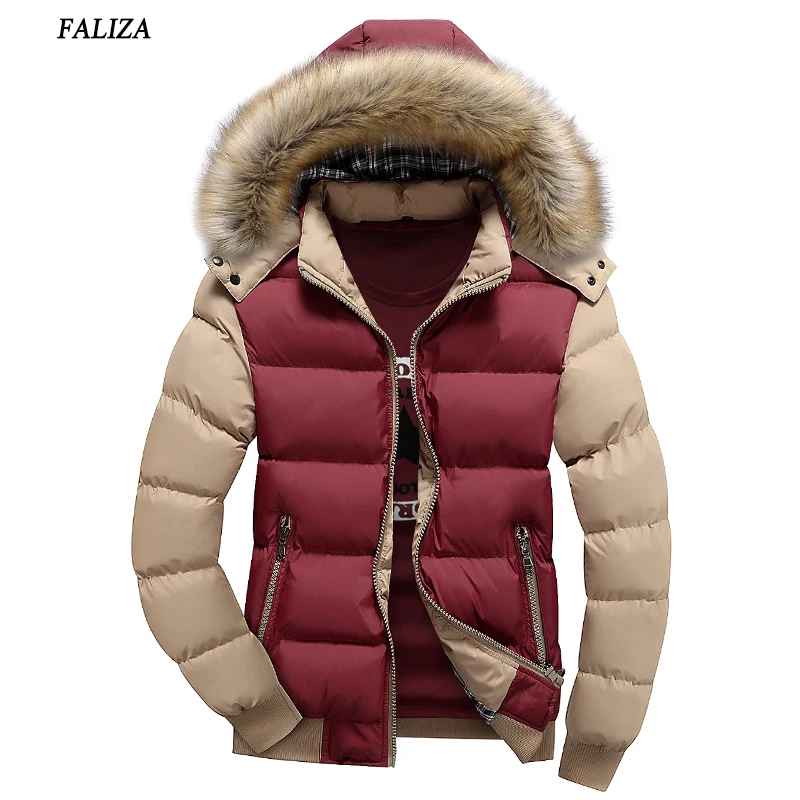 FALIZA, новинка, зимние мужские куртки, толстая парка с капюшоном и меховым воротником, мужская верхняя одежда, пальто, повседневное, из кусков, с подкладкой, мужская куртка, плюс, 7xl, MY20