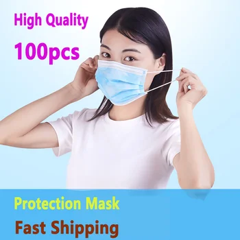 

100pcs 200pcs 3 Layer Mask Anti bacterial Pollution Sterile Mask Dust proof Mask Facial Protective Cover Masks
