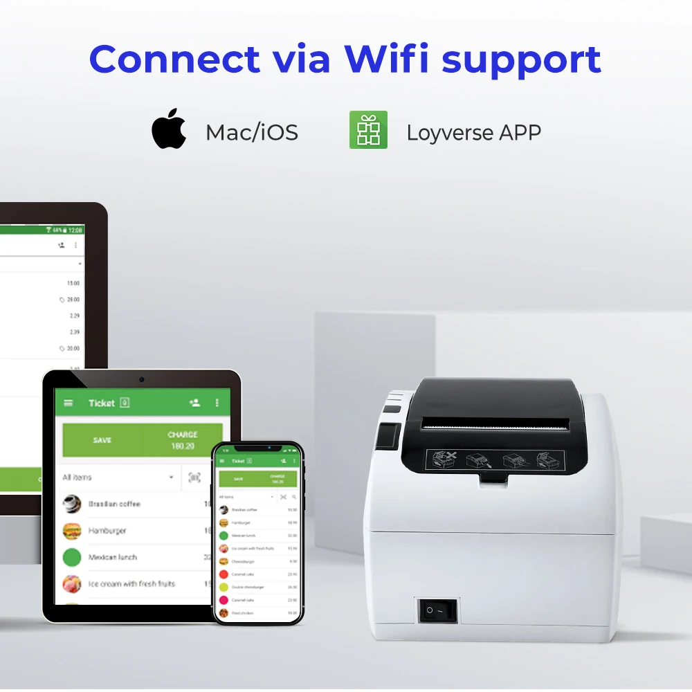 Термопринтер Issyzonepos 80 мм принтер для печати чеков и штрих кодов кухни отеля