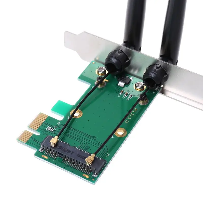 Беспроводная сетевая карта WiFi Mini PCI-E Express для PCI-E адаптер 2 антенны Внешний ПК H37E