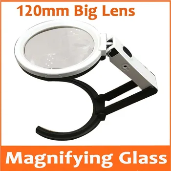 

2X 5X Desktop 120mm Big Lens LED Illuminated Handheld Magnifier Table Magnifying Glass for Mobile Phone Circuit Board Repair