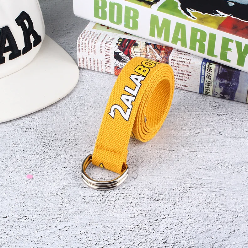 yellow BOBO belt Женский холщовый пояс, новинка, удлиненный, корейский, модный, женский, индивидуальный, с принтом, художественный стиль, с d-образной пряжкой, пояс, унисекс, дикие джинсы, пояс - Цвет: yellow BOBO belt