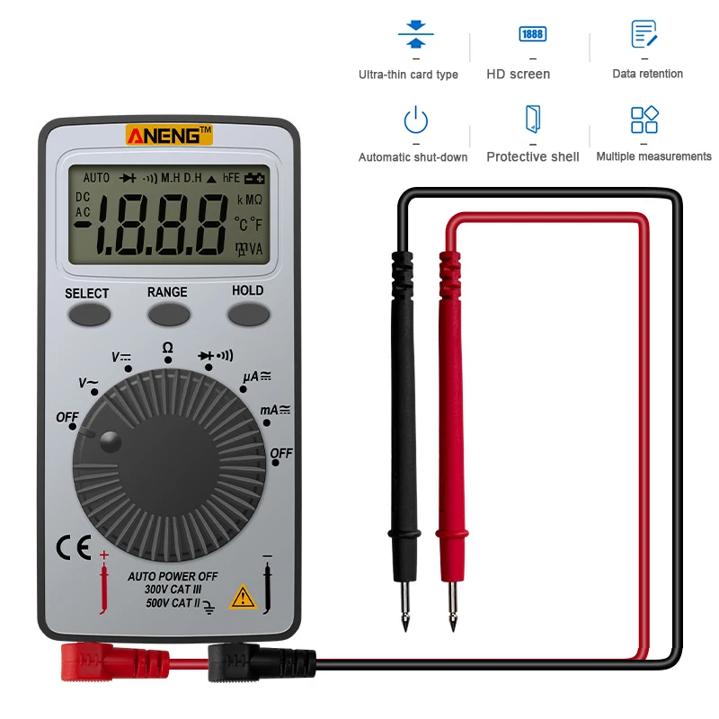 ЖК цифровой вольтметр DC/AC Портативный Карманный мультиметр измеряет напряжение