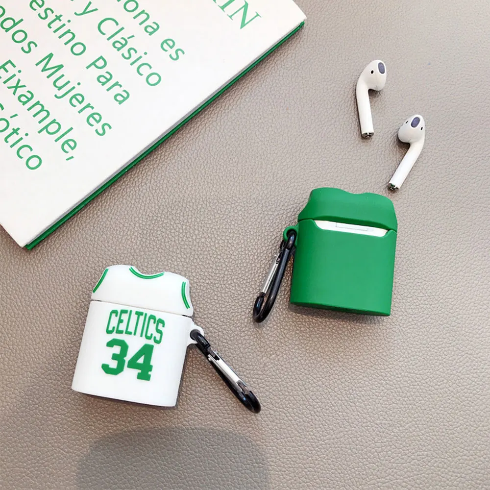 3D черные чехлы для наушников Mamba Lakers 24 Jersey Kobe Bryant Celtics 34 Paul Pierce для Apple Airpods 1/2 силиконовый чехол для наушников