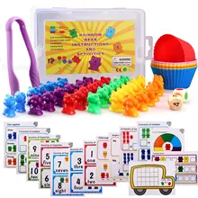 62 pces contando ursos correspondência cor triagem kit aprendizagem matemática brinquedos educativos para crianças em casa pré-escolar suprimentos