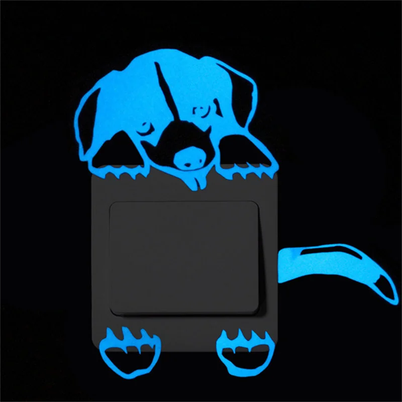 Cat Fairy Light Switch Sticker Luminous Wall Stickers Cartoon Glow in the Dark Sticker Decal for Kids Room Decoration Home Decor