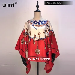 European Fashion Women's Summer Bohemian Printed Silk Kaftan Blouse with Batwing Sleeves - One Size (19)