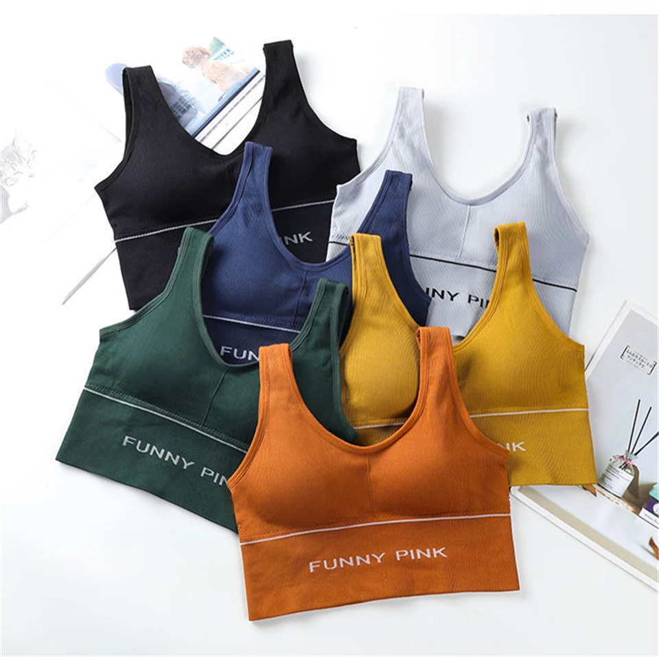 Бюстгальтер женский спортивный с надписью хлопковый без косточек чашкой A-D