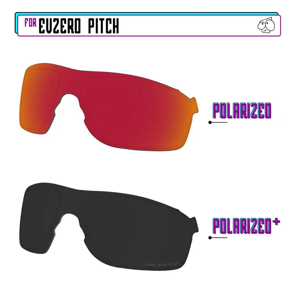 

EZReplace Polarized Replacement Lenses for - Oakley EVZero Pitch Sunglasses - Black P Plus-Red P
