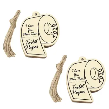 

20PCS Wood Christmas Tree Hanging Pendant Xmas Tree Ornament Decors 2020 Commemorative Toilet Paper Decoration Pendants
