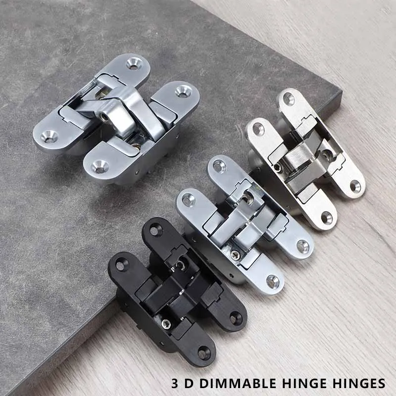 Three-dimensional adjustable invisible door hinge hidden solid wood door folding zinc alloy hidden cross hinge hardware fur door hinges