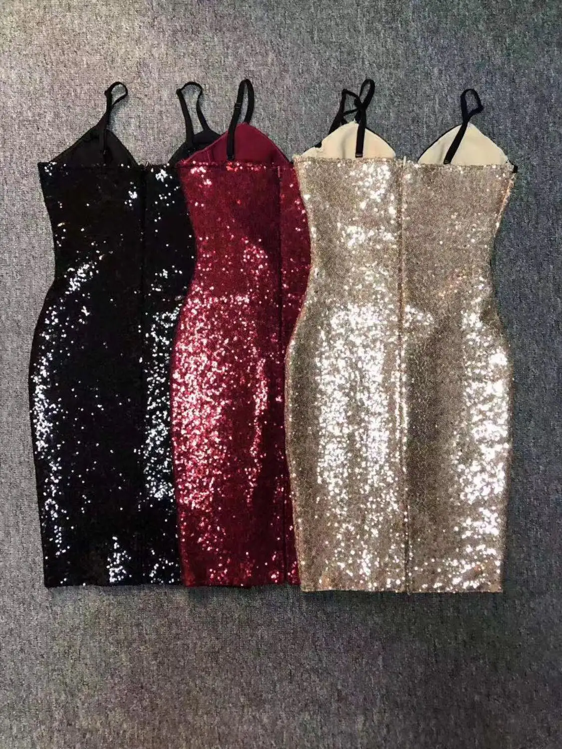 Высокое качество Красный Черный Хаки блестками v шеи Спагетти ремень bodycon Vestidos знаменитостей вечернее облегающее платье