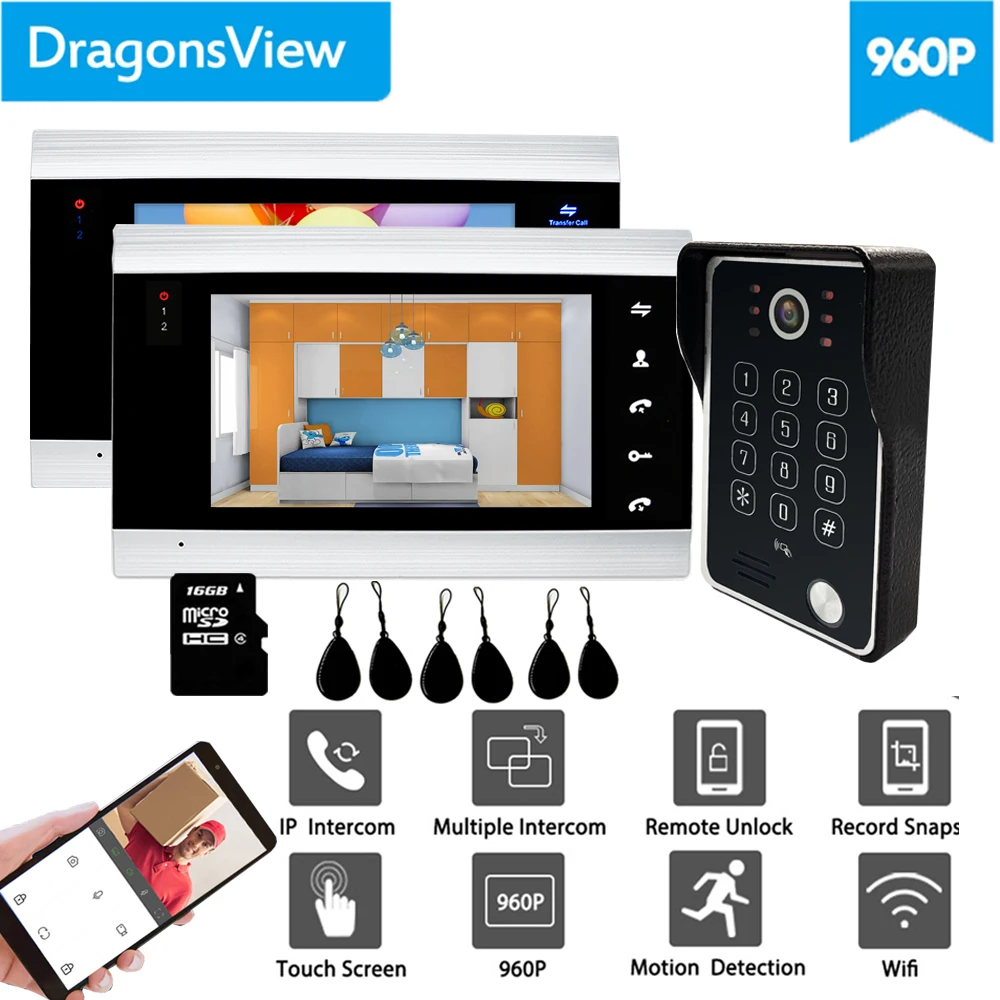 Dragonsview 960P RFID IP Video Intercom Wireless Wifi Video Door Phone Doorbell With Password Unlock Mobile APP IOS Android Dragonsview 960P RFID IP Video Intercom Wireless Wifi Video Door Phone Doorbell With Password Unlock Mobile APP IOS Android