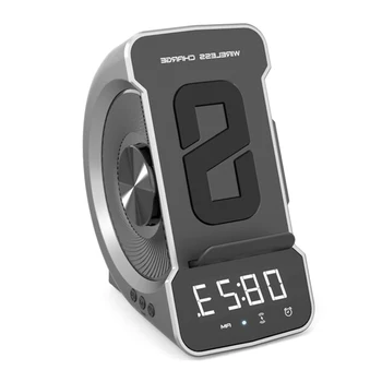 Wireless Charging Phone Holder With 5 0 Speaker Music Player Digital Screen Display Alarm Clock Smart