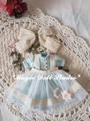 [MG707] горячая Распродажа neoblythe кукла платье# Хлопковое платье, Маскировочная сеть и набор бантиков для волос для neoblythe Кукла Одежда для розничной торговли - Цвет: Зеленый