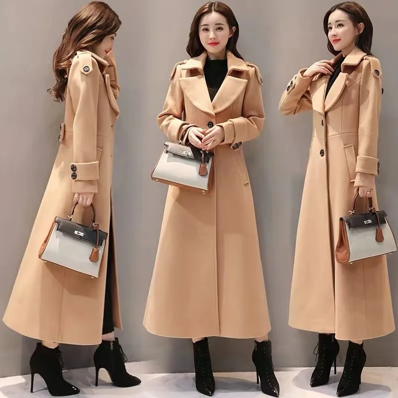 Зимнее женское пальто модное простое коммутирующее длинное пальто с карманами свободное Женское пальто