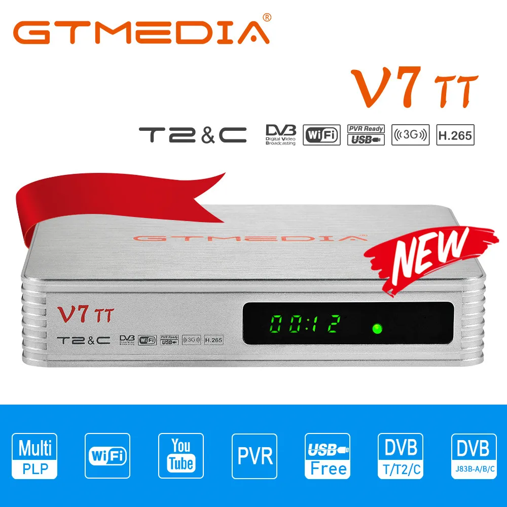 

GTmedia V7 TT Terrestrial Receiver , DVB-T2, Cable, TV Receiver Decoder , H.265, Set Top Box For TT PRO Update Version