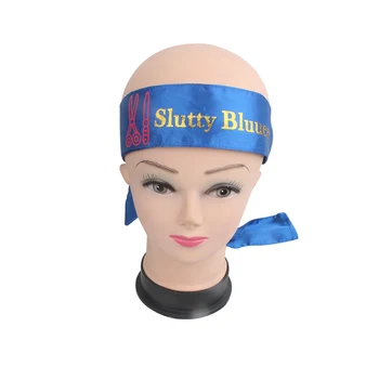 

Custom design logo brand name printing satin silk Hair edge scarfs frontal headband hair extensions wrapping band packaging