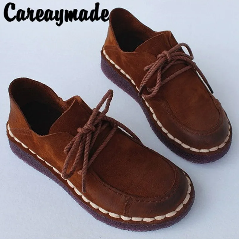 Careaymade/Женская обувь в ретро-стиле тонкие туфли из воловьей кожи на плоской подошве с мягкой шнуровкой ручная работа; Ботинки Martin the art mori для девочек