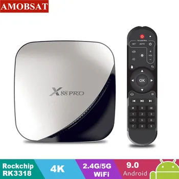

X88 PRO Android 9.0 TV Box Rockchip RK3318 4GB 64GB 2.4G 5GHz Dual Wifi USB3.0 4K 60fps Set Top Box Google Play YouTube IPTV Box