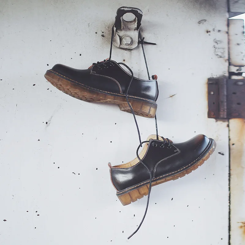 

Literature And Art Retro Rub Color Leather Shoes Shallow Mouth Low Top yuan da tou Small Leather Shoes Japanese-style Martin Boo