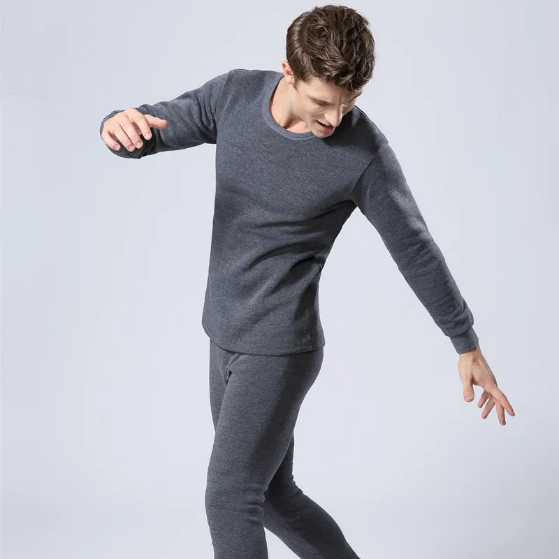 Navy blue Новинка,, зимнее мужское теплое термобелье для мужчин, кальсоны, Комплекты термо-нижнего белья, толстые плюс вельветовые кальсоны, мужские костюмы - Цвет: Navy blue