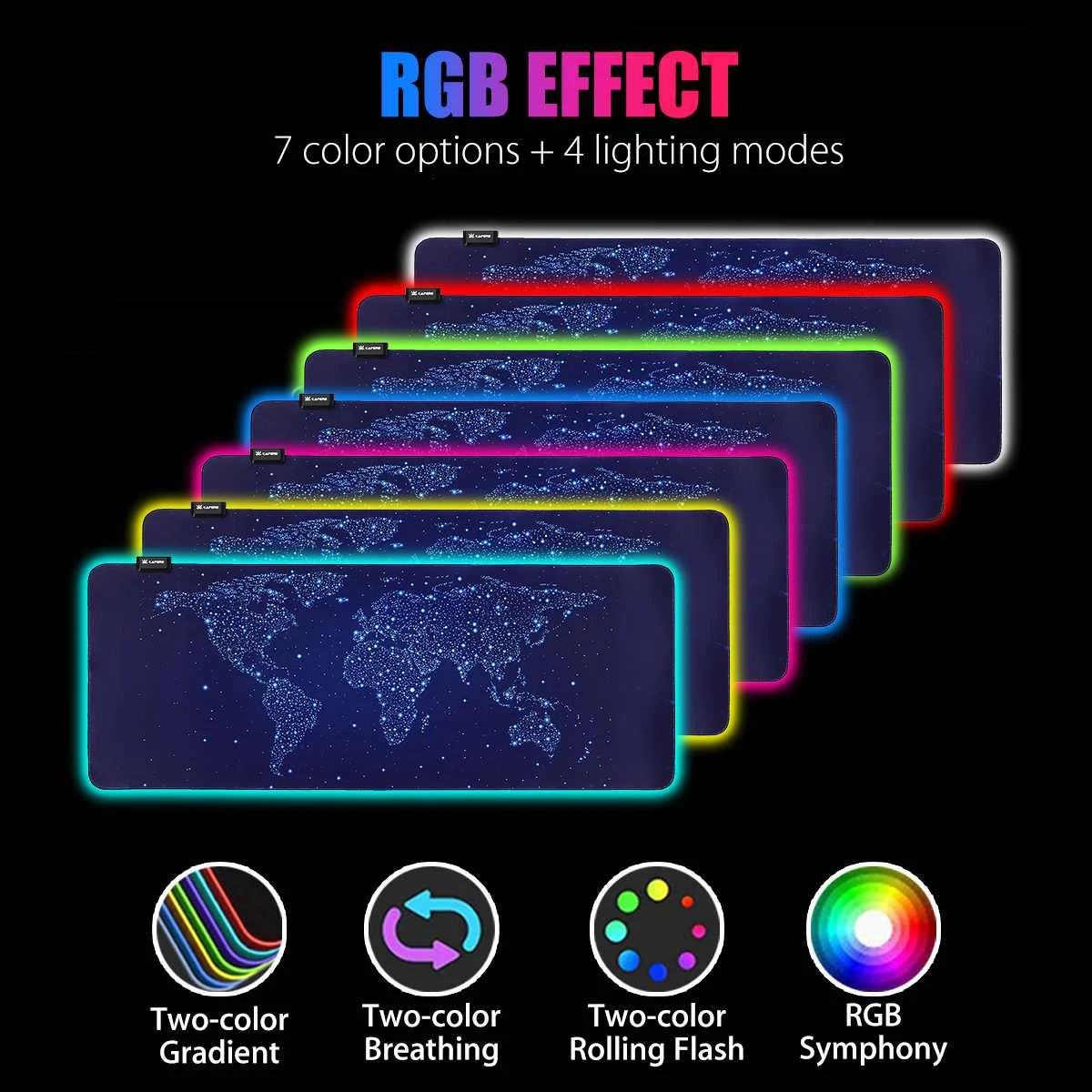 Светодиодный игровой коврик RGB для геймера, компьютерный коврик, большой коврик для клавиатуры, Настольный коврик для мыши, коврик для ПК, ноутбука, настольный 900x350x3 мм
