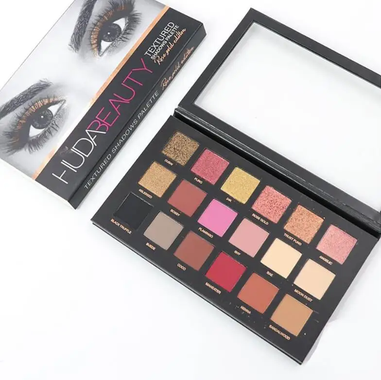 HUDAS BEAUTY Textured shadows Palette Rose Gold 18 Color Eyeshadow Palette Matte Shimmer Nude Makeup