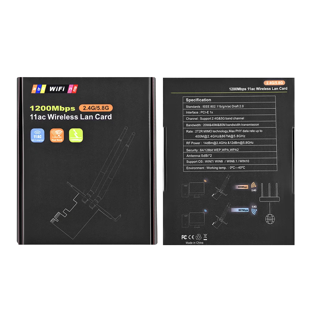 Wifi высокоскоростной адаптер практичный 1200 Мбит/с PCI-e сетевая карта двухдиапазонный Настольный 802.11ac внутренний беспроводной стабильный 2,4G/5,8G