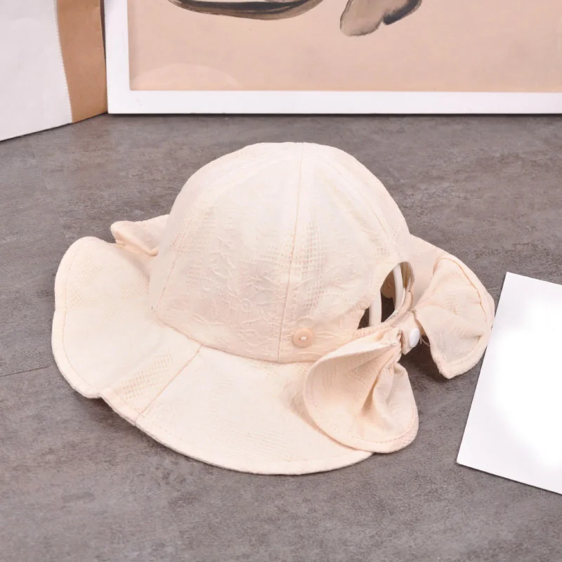 3 Khaki Детская летняя уличная Панама с цветочным рисунком, Панама, Детская уличная пляжная шляпа от солнца, кружевная шляпа принцессы для девочек - Цвет: 3 Khaki