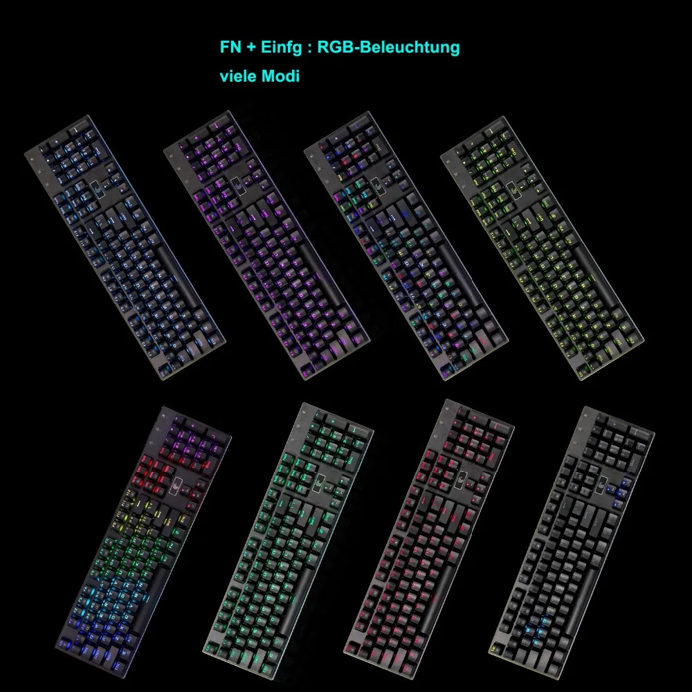 Z-88 RGB LED Backlit Mechanical Gaming Keyboard Metal Plate Outemu Brown Switches, 104 Keys Anti-ghosting QWERTY US Layout