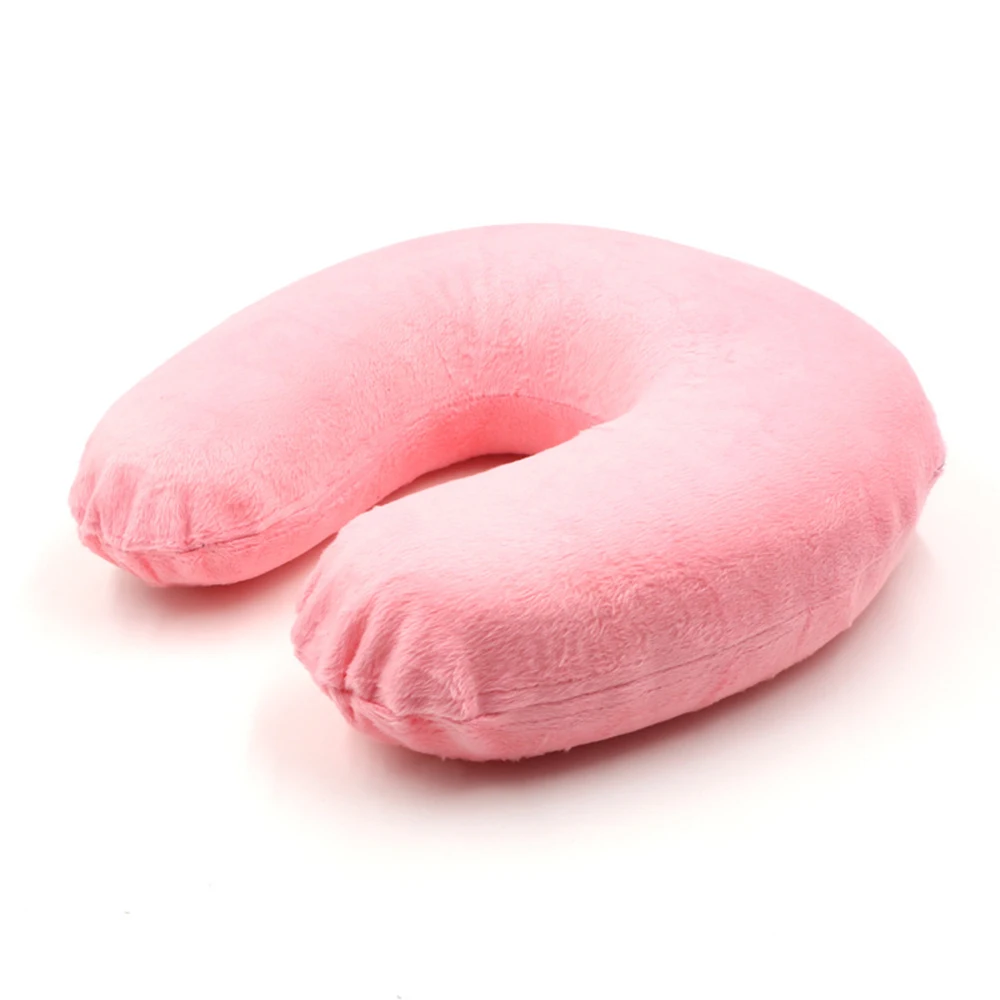 DIDIHOU Ортопедическая подушка латексная подушка для шеи Подушка с эффектом памяти u-образная волоконная мягкая подушка Массажер для здоровья шейки матки - Цвет: pink