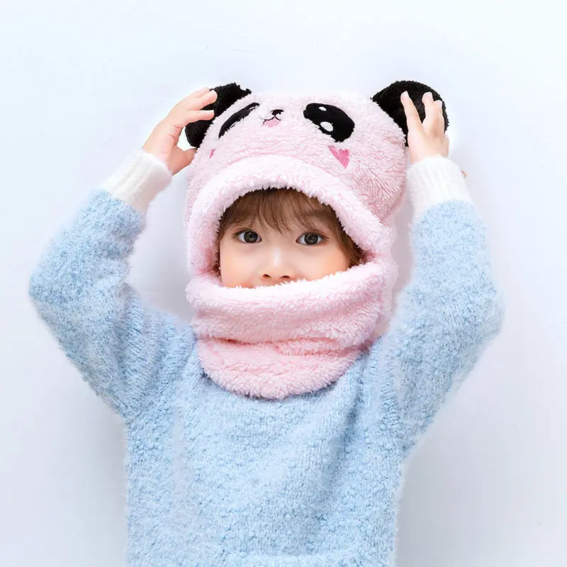 Дети для маленьких мальчиков и девочек зимний теплый плюш шапки шарфы ушанки