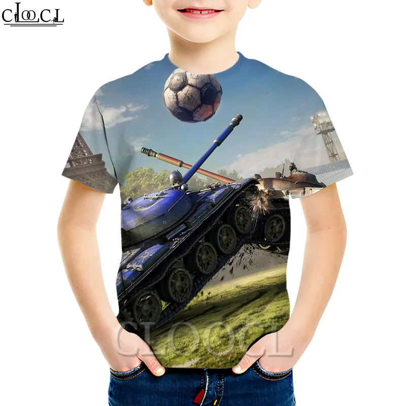Детские футболки CLOOCL с принтом World of Tanks для мальчиков и девочек детская летняя