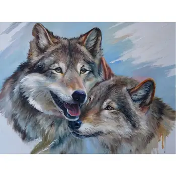 

GATYZTORY Animals Oil Painting By Numbers Wolf For Adults Paints By Number Canvas Painting Kits 50x40cm