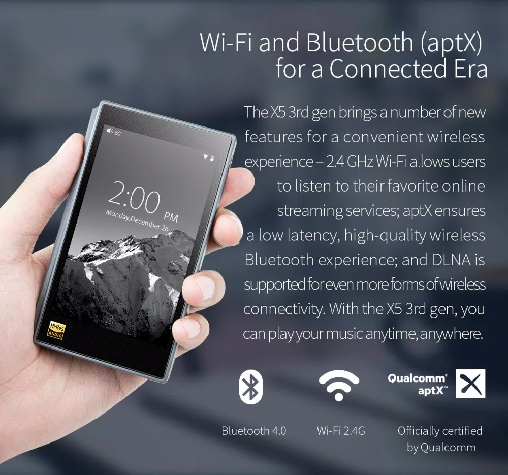 FIIO X5 32GB X5III X5 3nd Gen Upgraded version Android-based WIFI Bluetooth APTX Portable mp3 Player with 32G built-in Storage zune mp3