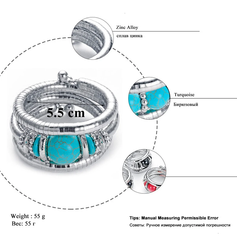 Винтажные каменные браслеты и браслеты для женщин, аксессуары, бохо ручной работы, многослойный серебряный браслет на предплечье запястье, ювелирные изделия Pulseiras