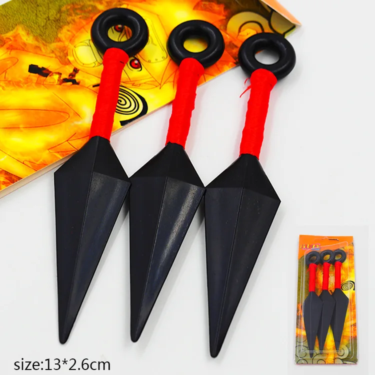 Anime Naruto Uchiha Itachi Cosplay Kunai Shuriken Plastic Throw Weapon Kakashi Handheld Short Sword Darts Halloween Props Toys