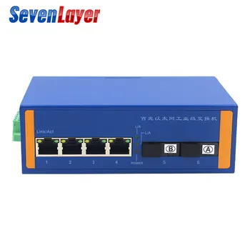 

Industrial Ethernet Network Switch 10/100M Signal Strengthen DIN Rail Type media converter 4 port Ethernet 2 fiber