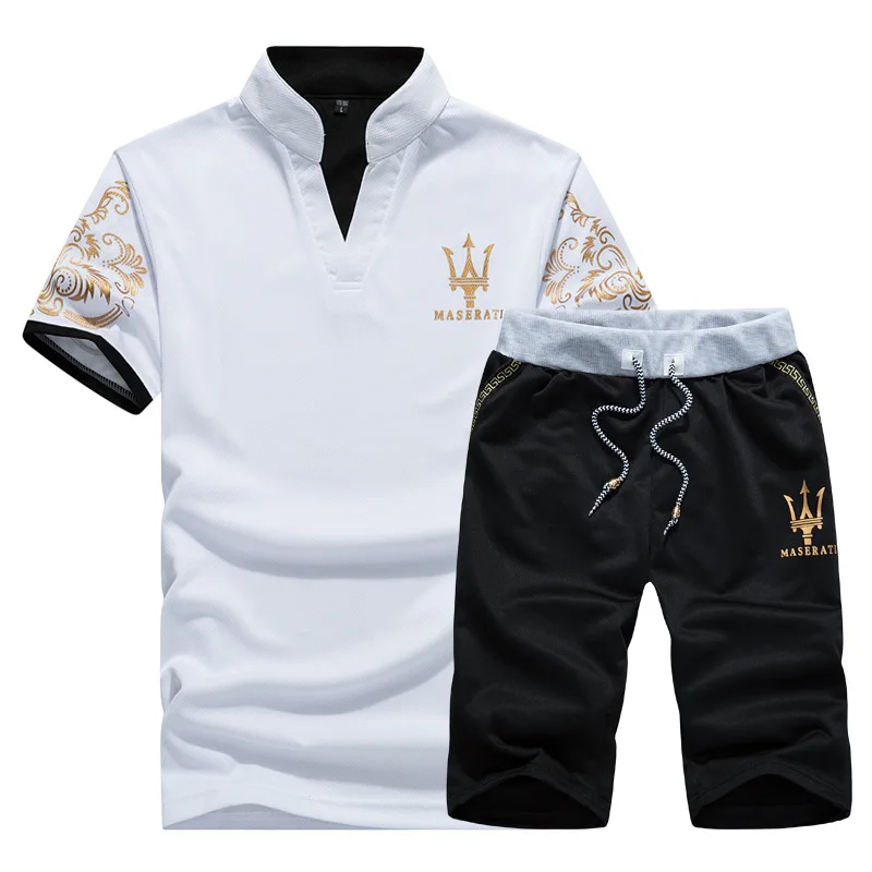 

Men Leisure Set 2018 New Style Summer Men's Short-sleeved Shirt Sportswear Korean-style Trend T-shirt Shorts Sports Clothing