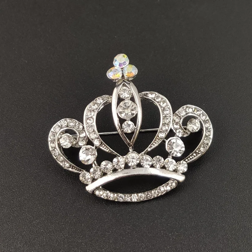 Crystal brooch Visual's diary new metal crystal crown brooch lapel pina suit shirt collar pins brooches for women accessories fashion jewelry