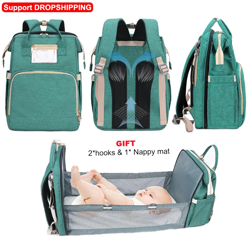 

New Diaper Baby Bags with Bed Mummy Bag Waterproof Nylon Maternity Nappy Moms Backpack Baby Nursing Changing Bag For Baby Care
