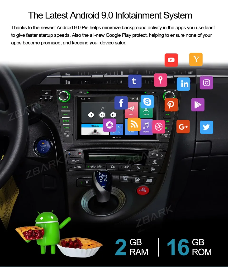 " Android 9,0 ram 2 ГБ Автомобильный мультимедийный Радио Стерео dvd-плеер gps Navi WiFi для Toyota Prius LHD 2009 2010 2011 2012 2013