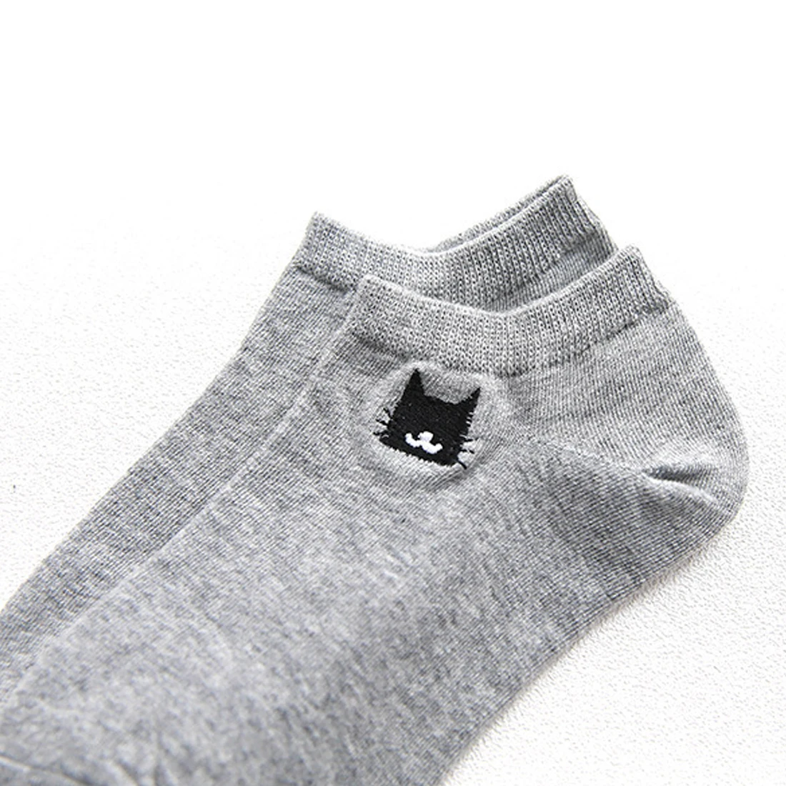 Embroidered Cat Boat Socks Spring Summer Warm Comfortable Breathable Wild Cotton Skin-friendly Women Socks