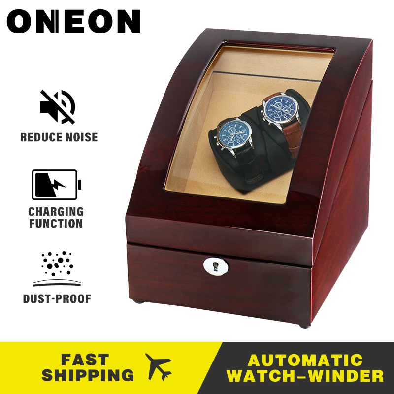 ONEON 2+ 3 коричневые автоматические часы Winder& деревянная вращающаяся шкатулка для часов с самозаводным дисплеем с тихим мотором 4 режима вращения