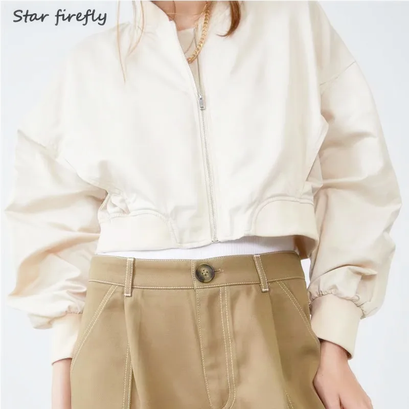 

Star firefly Women's Jacket2019 Autumn Pilot Jacket Solid Round Neck Fashion Joker Batwing Sleeve Jacket girl streetwear clothes
