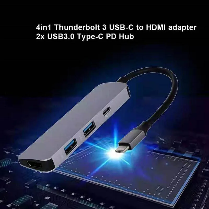 4 в 1 Топ USB 3,1 type C к HDMI 2x USB3.0 USB C концентратор PD type C концентратор адаптер для macbook samsung S8/9 huawei P20 Многофункциональный