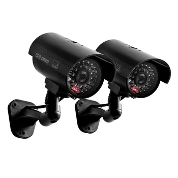 

High Quality Portable Black Waterproof Dummy Fake Camera with Red Flashing LED Light Outdoor Indoor CCTV Security Camera